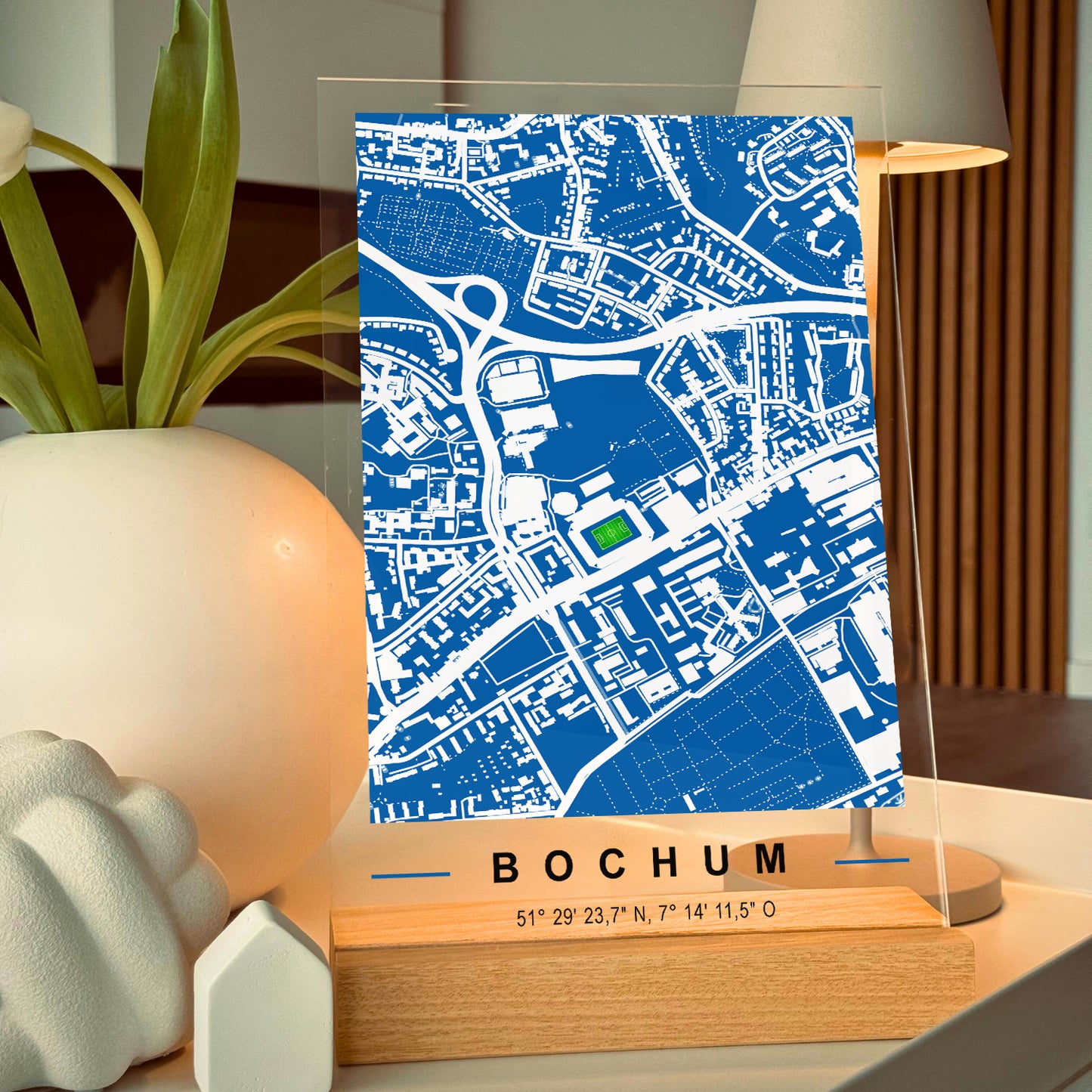 Stadion Acryltafel Bochum, Fußball Karte, Fußball Acrylglas Map
