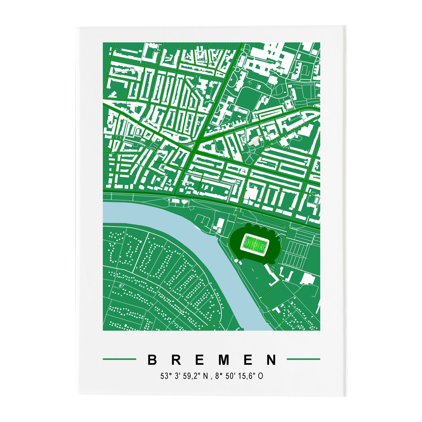Stadion Acryltafel Bremen, Fußball Karte, Fußball Acrylglas Map