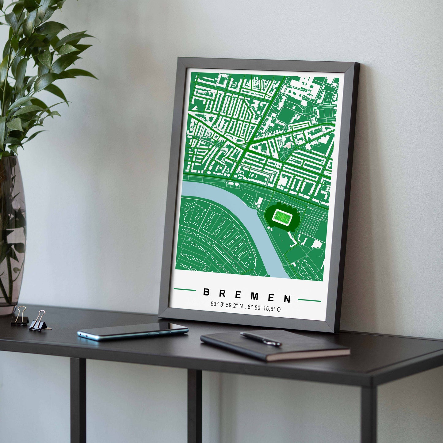 Stadion Poster Bremen, Fußball Karte, Fußball Poster Map