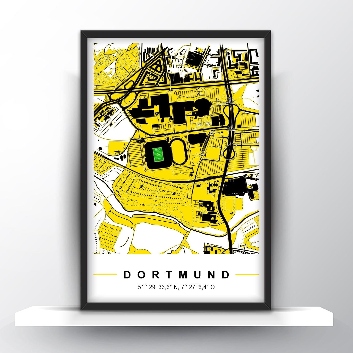Stadion Poster Dortmund, Fußball Karte, Fußball Poster Map