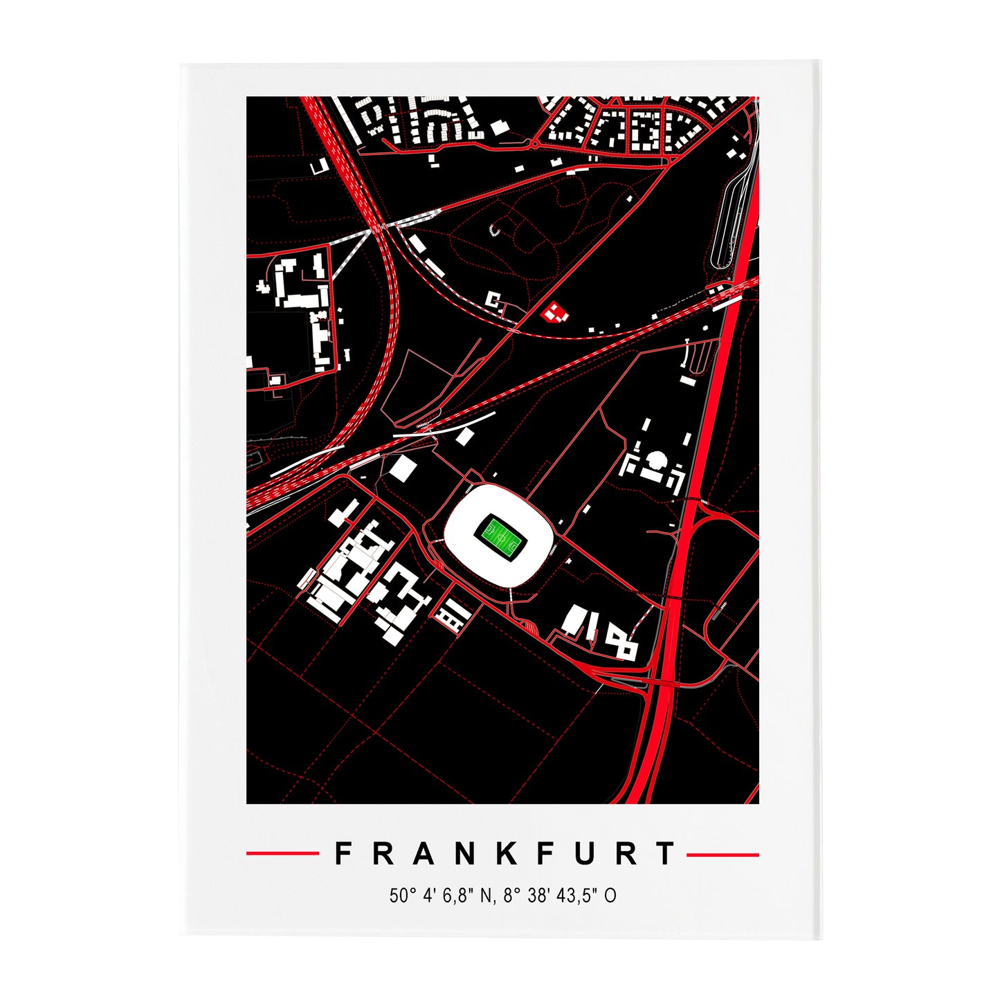 Stadion Acryltafel Frankfurt, Fußball Karte, Fußball Acrylglas Map