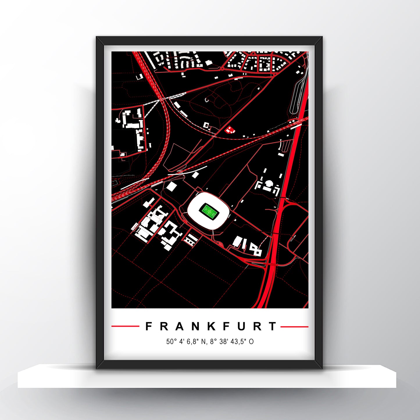Stadion Poster Frankfurt, Fußball Karte, Fußball Poster Map