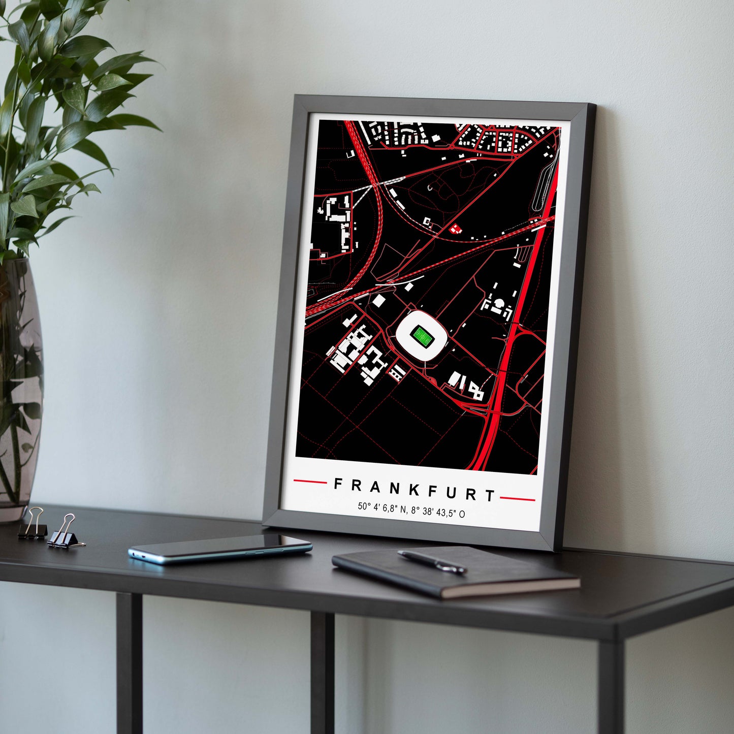 Stadion Poster Frankfurt, Fußball Karte, Fußball Poster Map