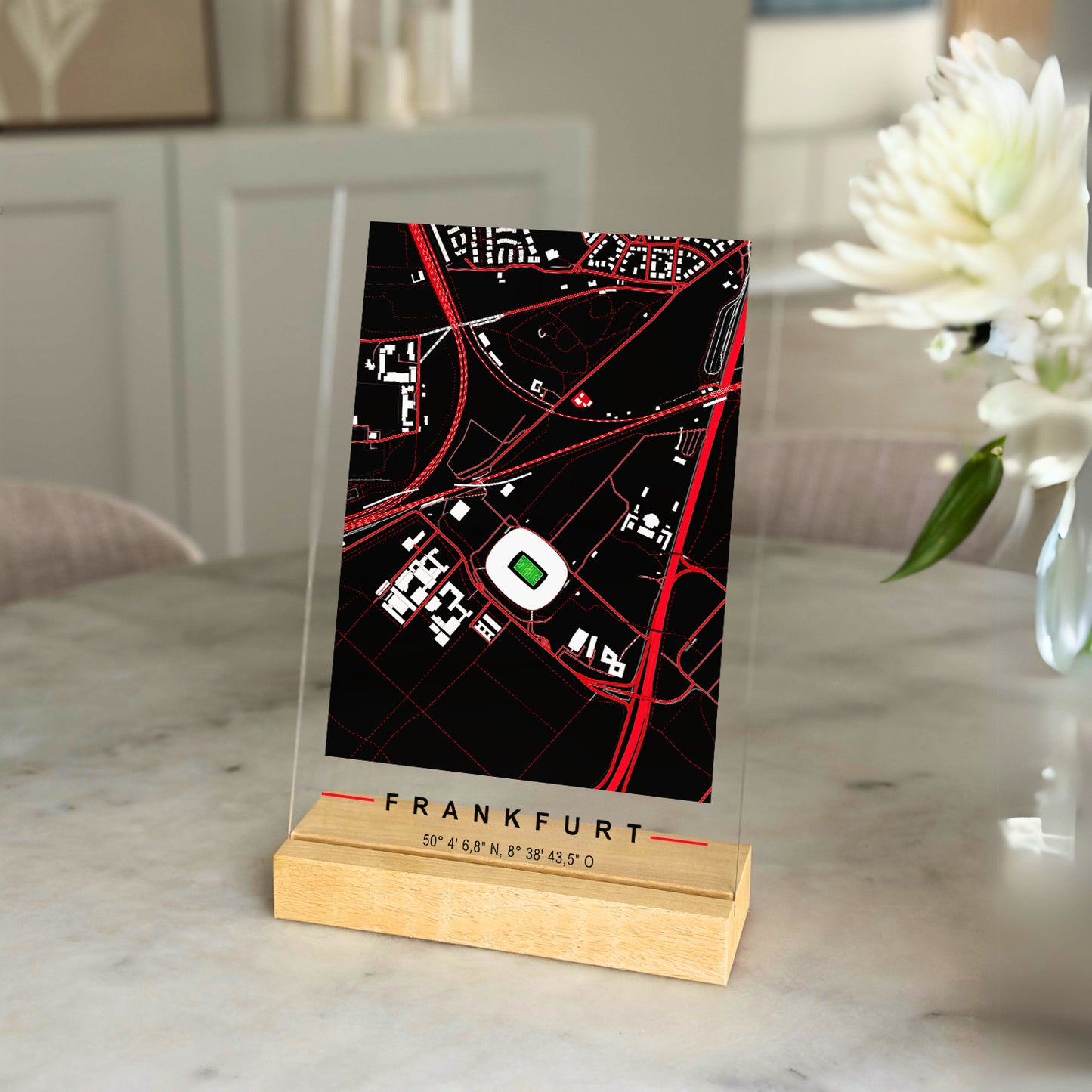 Stadion Acryltafel Frankfurt, Fußball Karte, Fußball Acrylglas Map