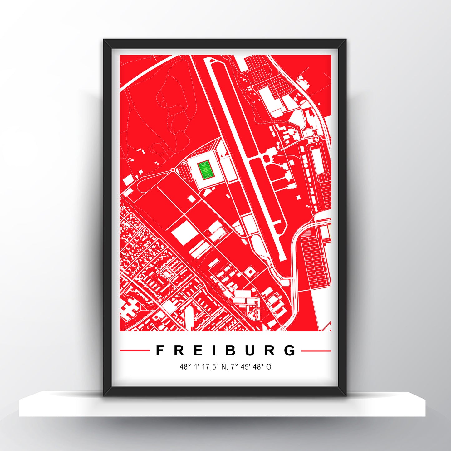Stadion Poster Freiburg, Fußball Karte, Fußball Poster Map