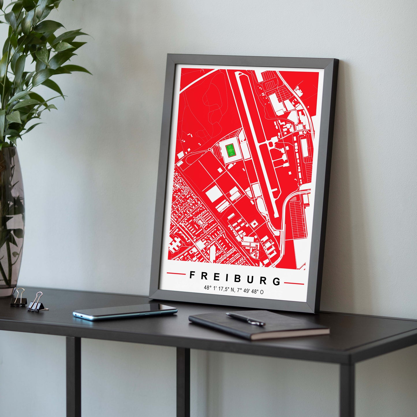 Stadion Poster Freiburg, Fußball Karte, Fußball Poster Map