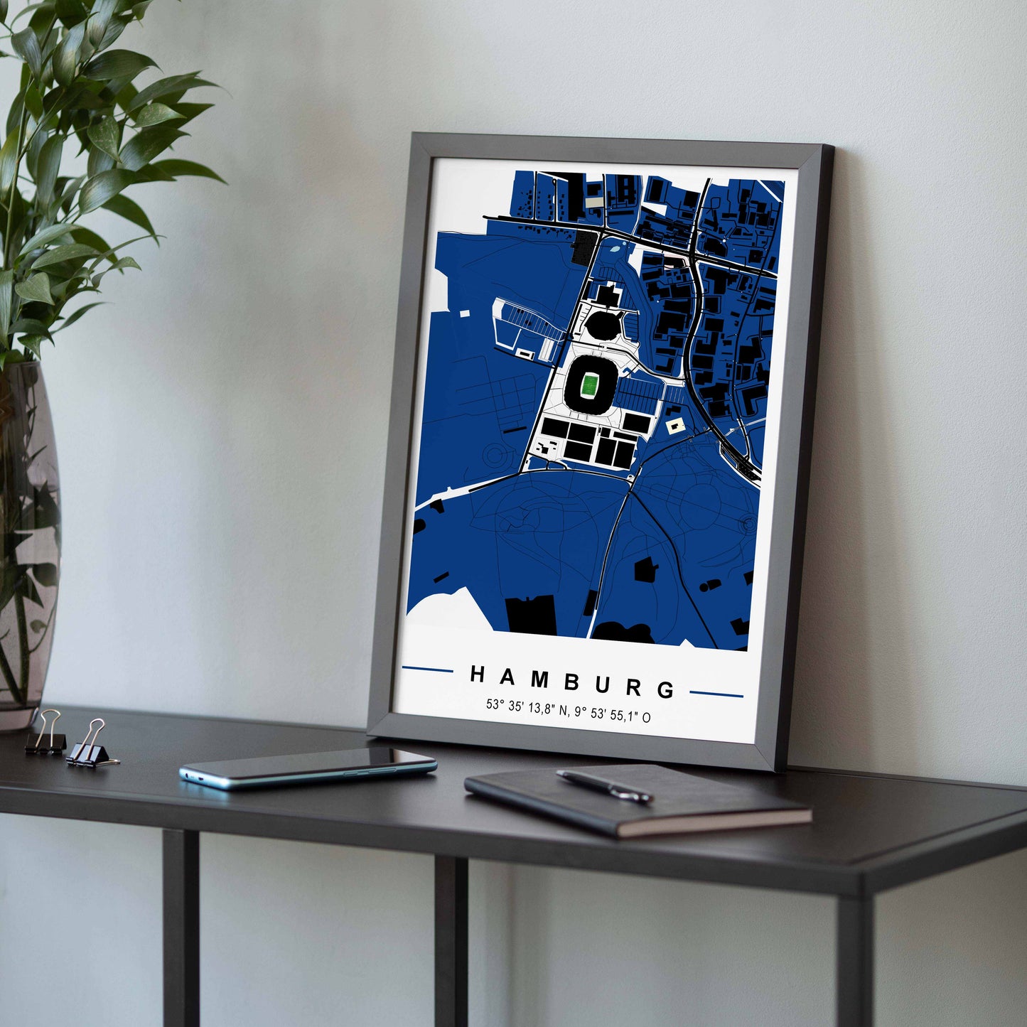 Stadion Poster Hamburg, Fußball Karte, Fußball Poster Map