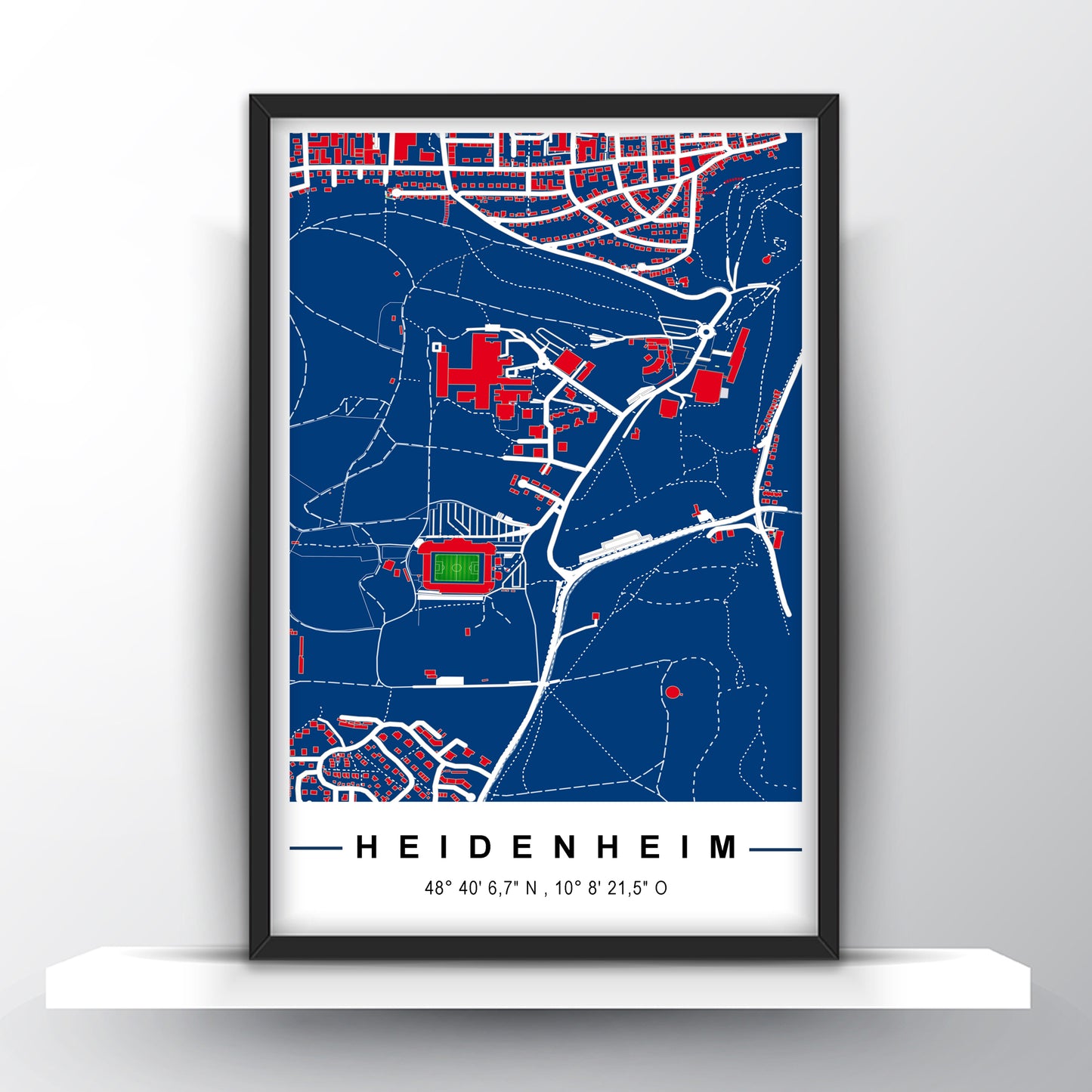 Stadion Poster Heidenheim, Fußball Karte, Fußball Poster Map