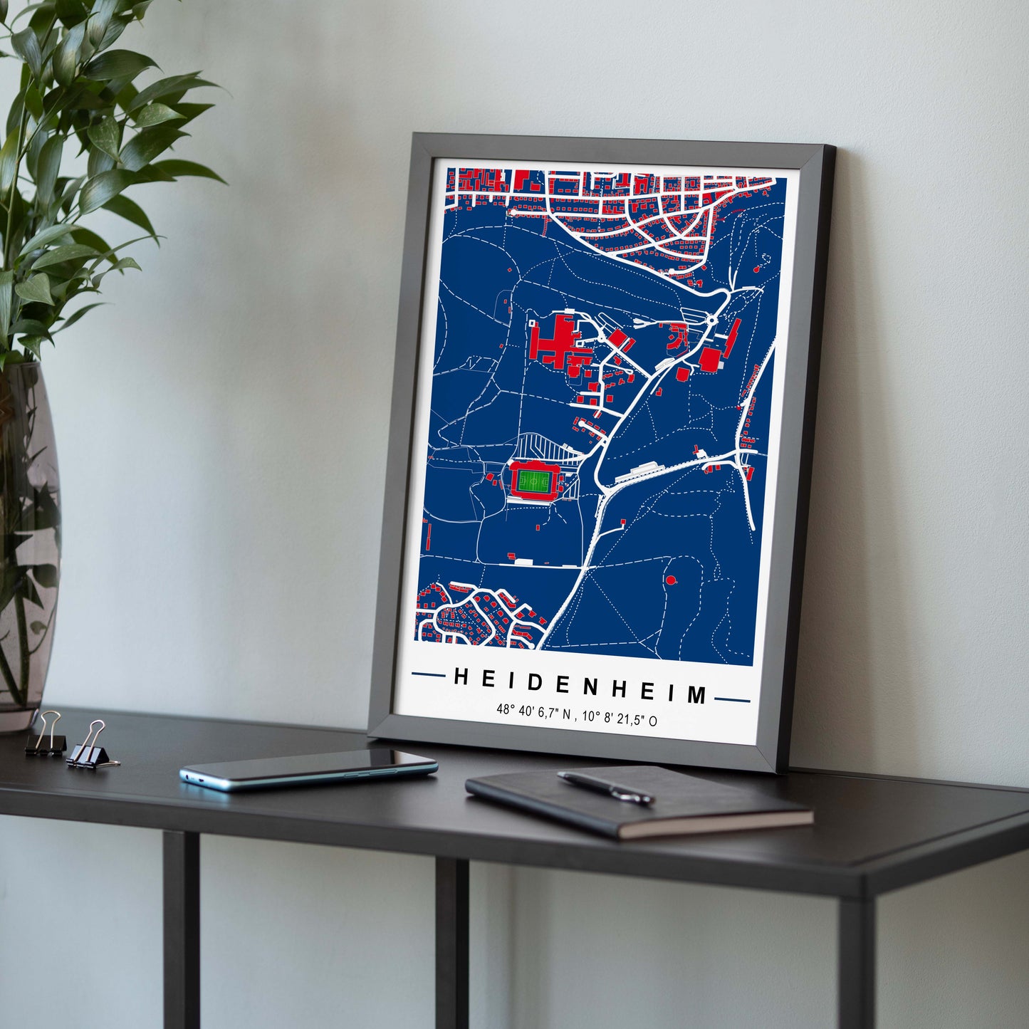 Stadion Poster Heidenheim, Fußball Karte, Fußball Poster Map