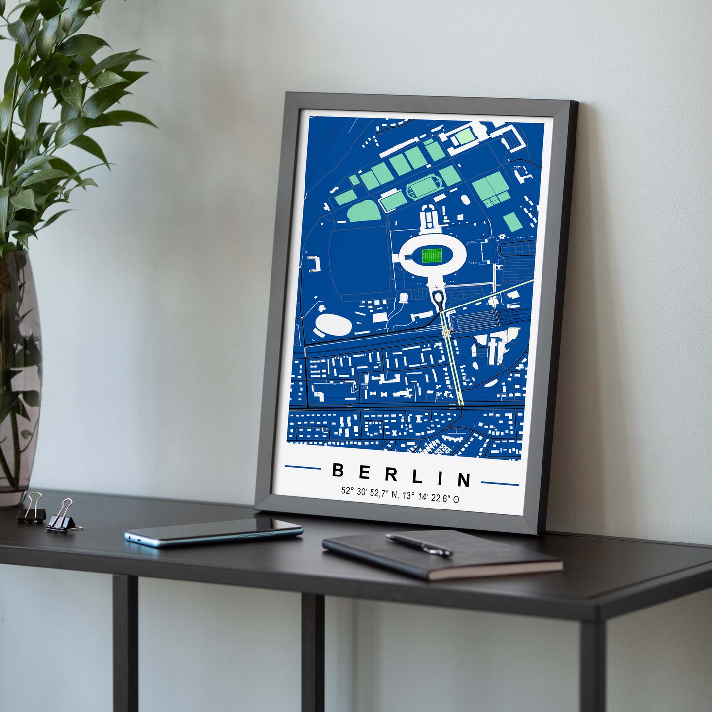 Stadion Poster Berlin, Fußball Karte, Fußball Poster Map