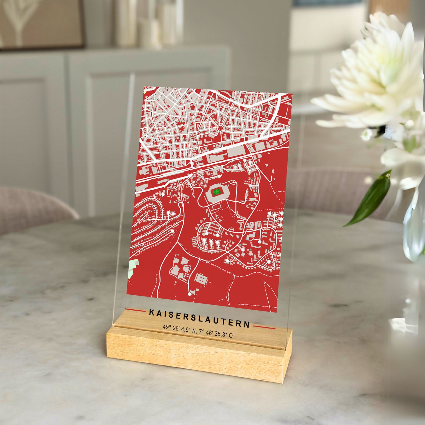 Stadion Acryltafel Kaiserslautern, Fußball Karte, Fußball Acrylglas Map