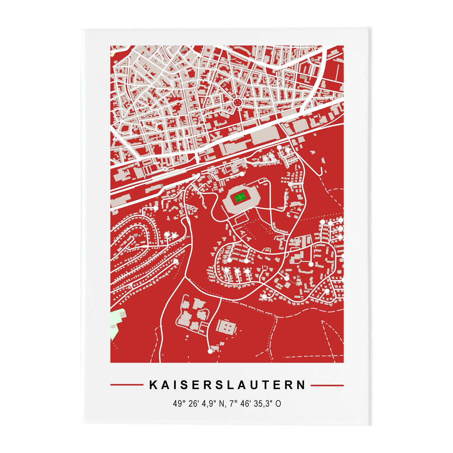 Stadion Acryltafel Kaiserslautern, Fußball Karte, Fußball Acrylglas Map
