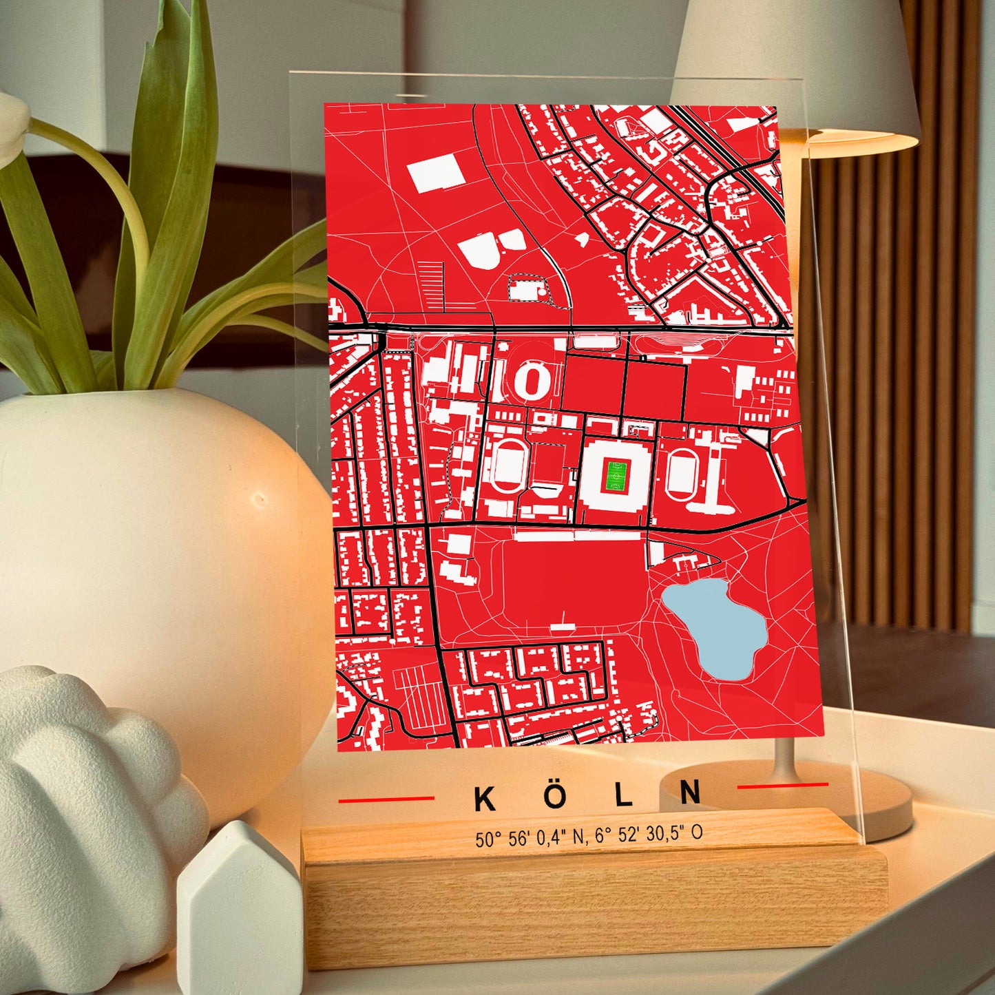 Stadion Acryltafel Köln, Fußball Karte, Fußball Acrylglas Map