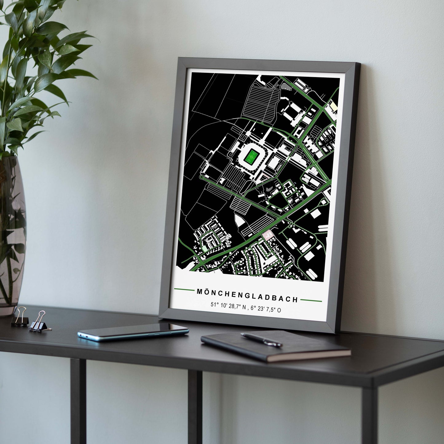 Stadion Poster Mönchengladbach, Fußball Karte, Fußball Poster Map
