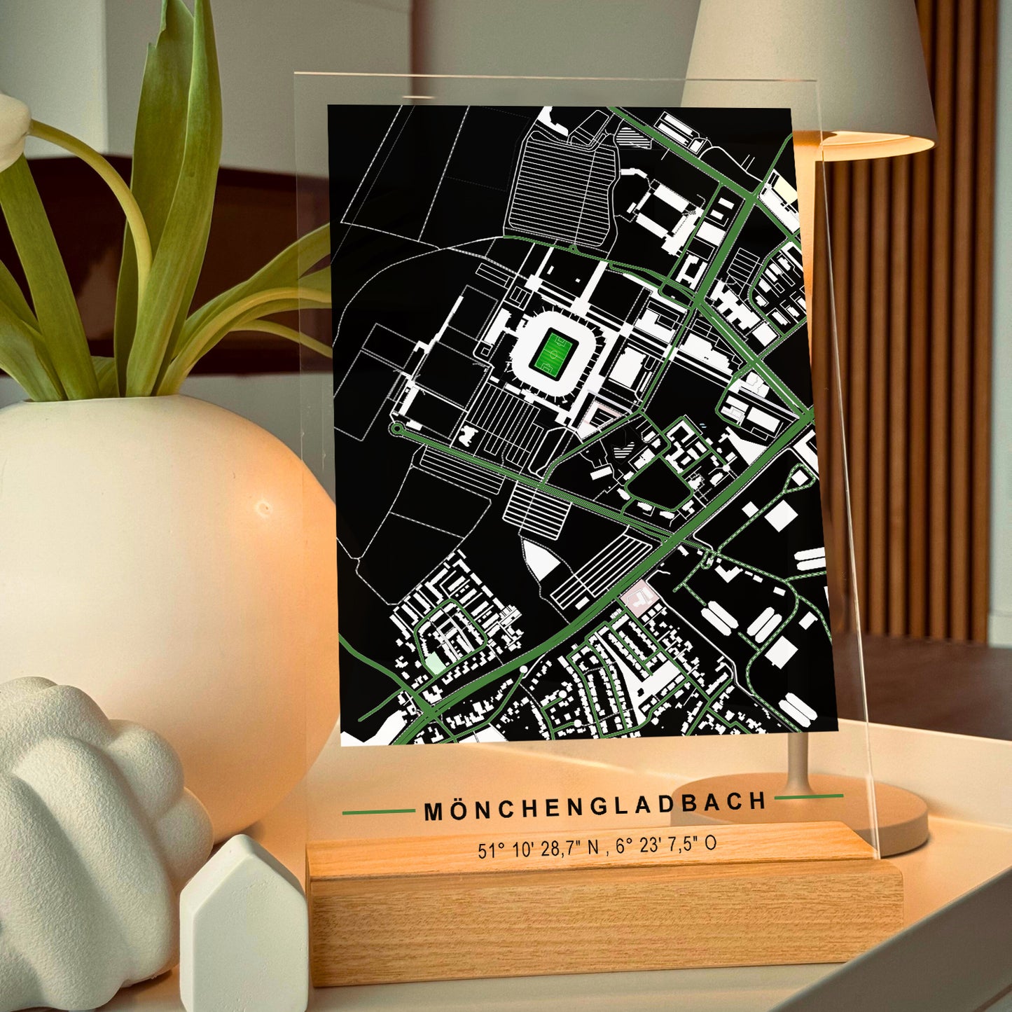 Stadion Acryltafel Mönchengladbach, Fußball Karte, Fußball Acrylglas Map