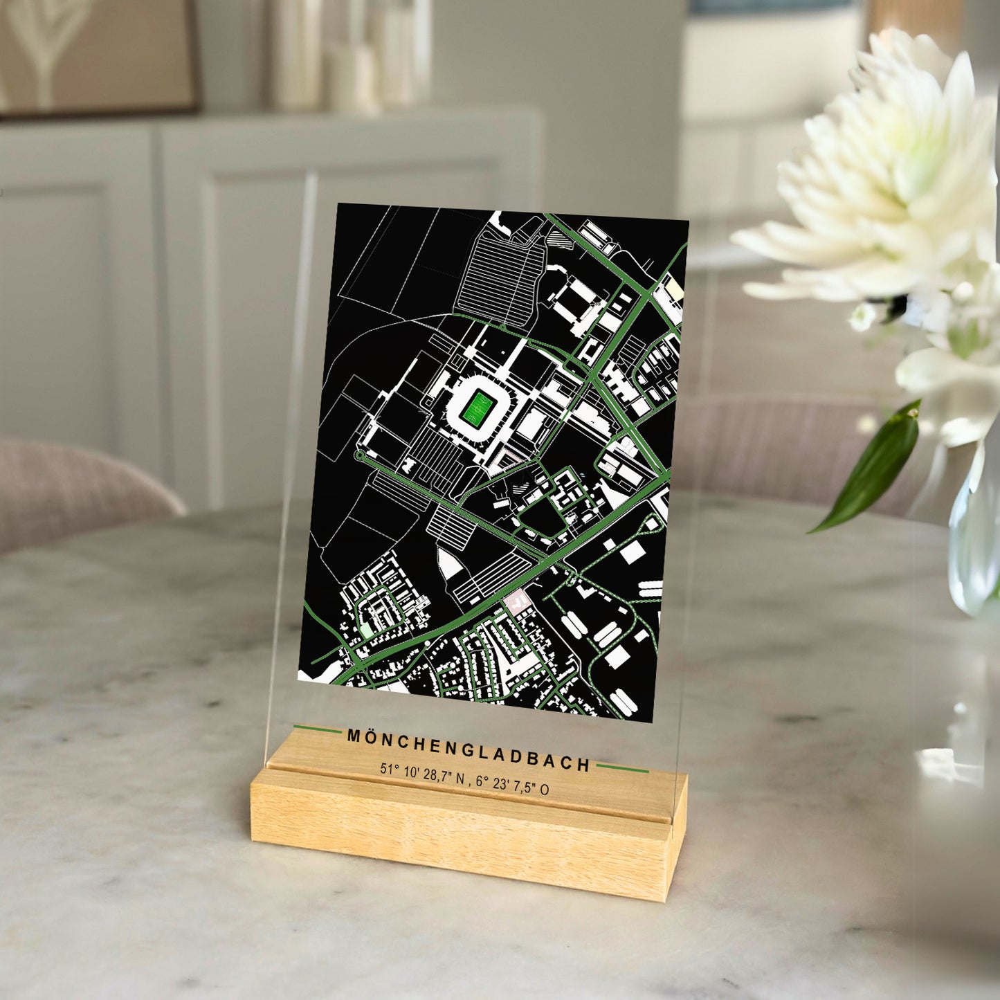 Stadion Acryltafel Mönchengladbach, Fußball Karte, Fußball Acrylglas Map