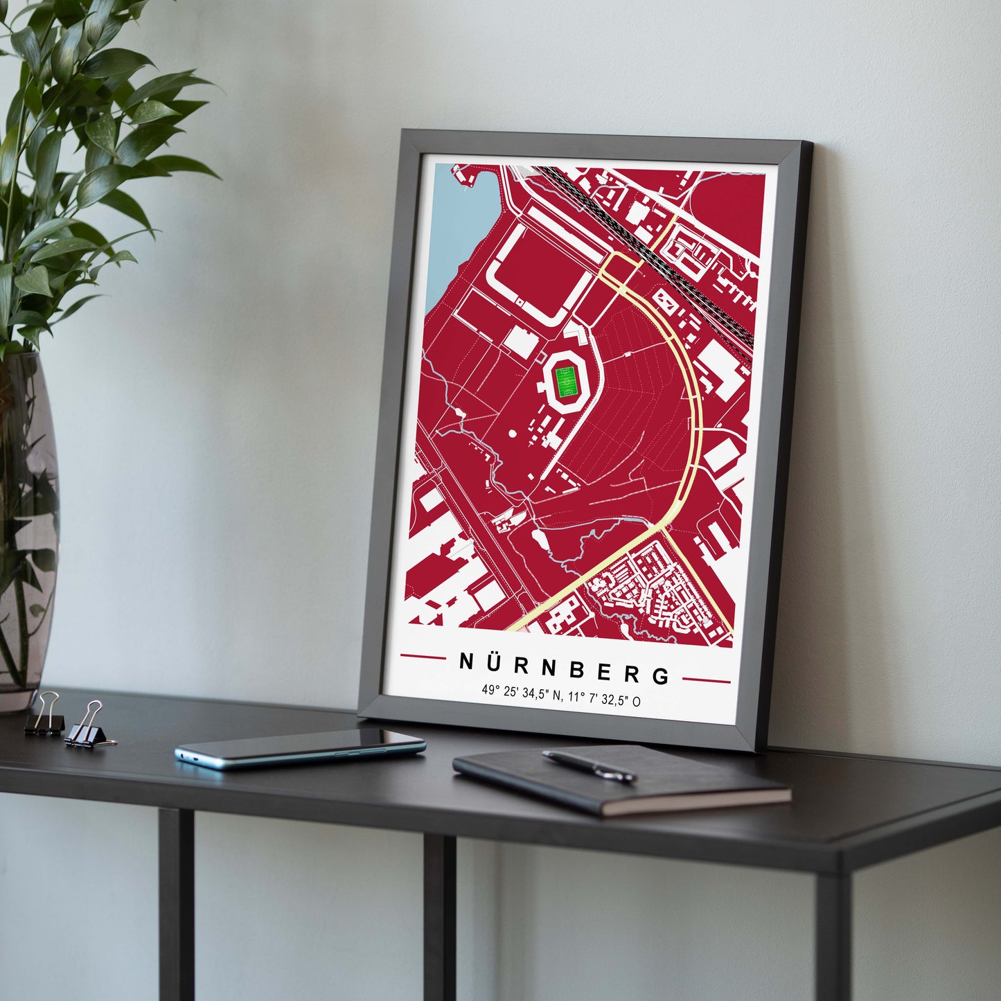 Stadion Poster Nürnberg, Fußball Karte, Fußball Poster Map