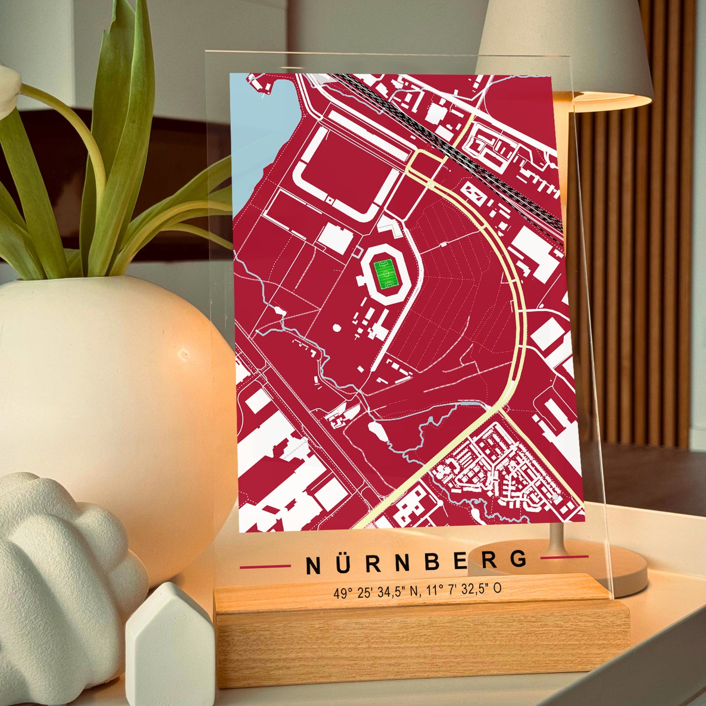 Stadion Acryltafel Nürnberg, Fußball Karte, Fußball Acrylglas Map