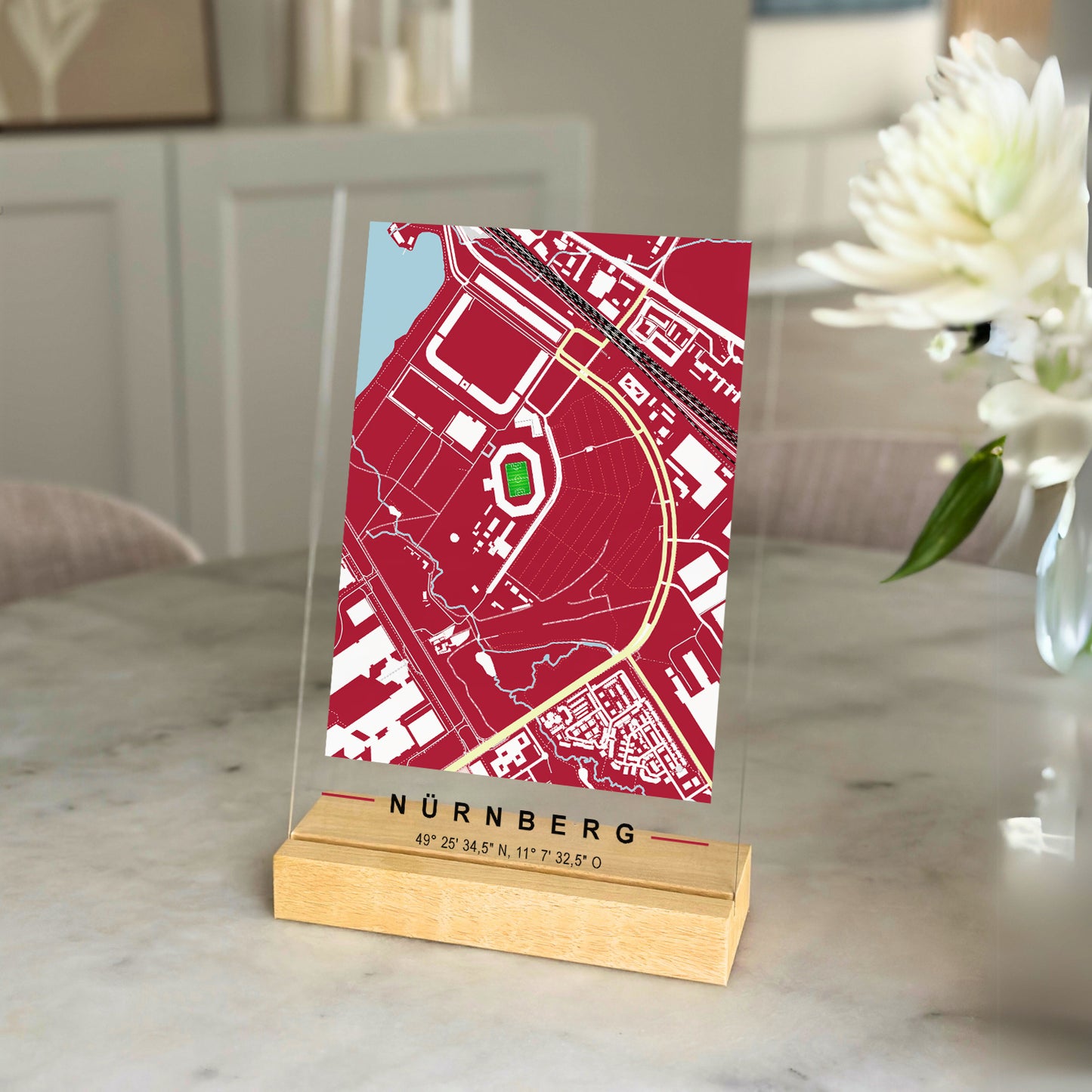 Stadion Acryltafel Nürnberg, Fußball Karte, Fußball Acrylglas Map