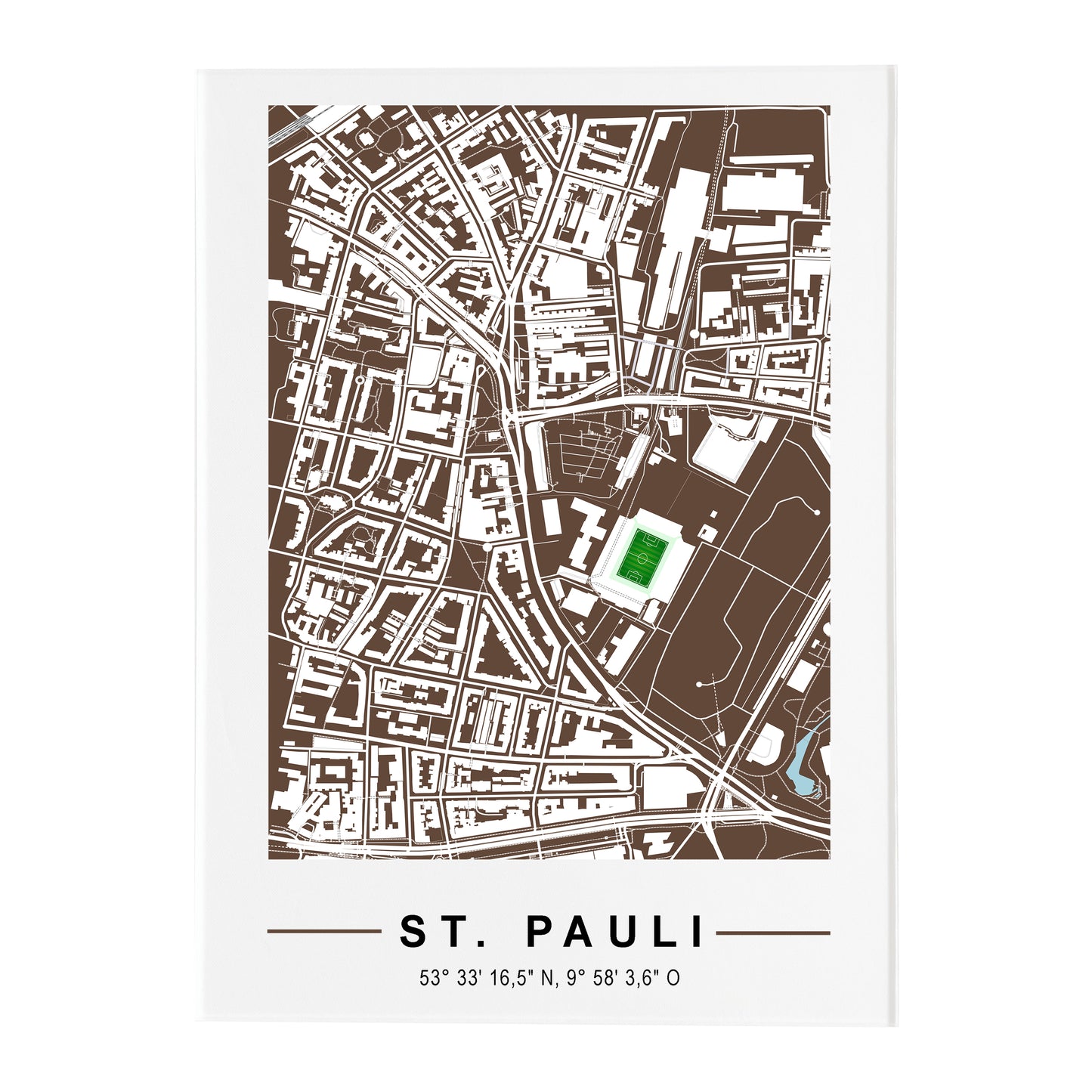 Stadion Acryltafel St. Pauli, Fußball Karte, Fußball Acrylglas Map