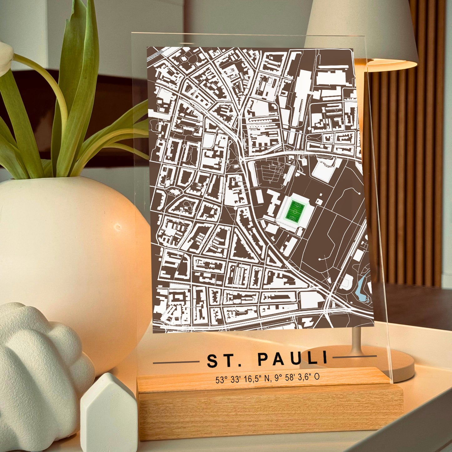 Stadion Acryltafel St. Pauli, Fußball Karte, Fußball Acrylglas Map