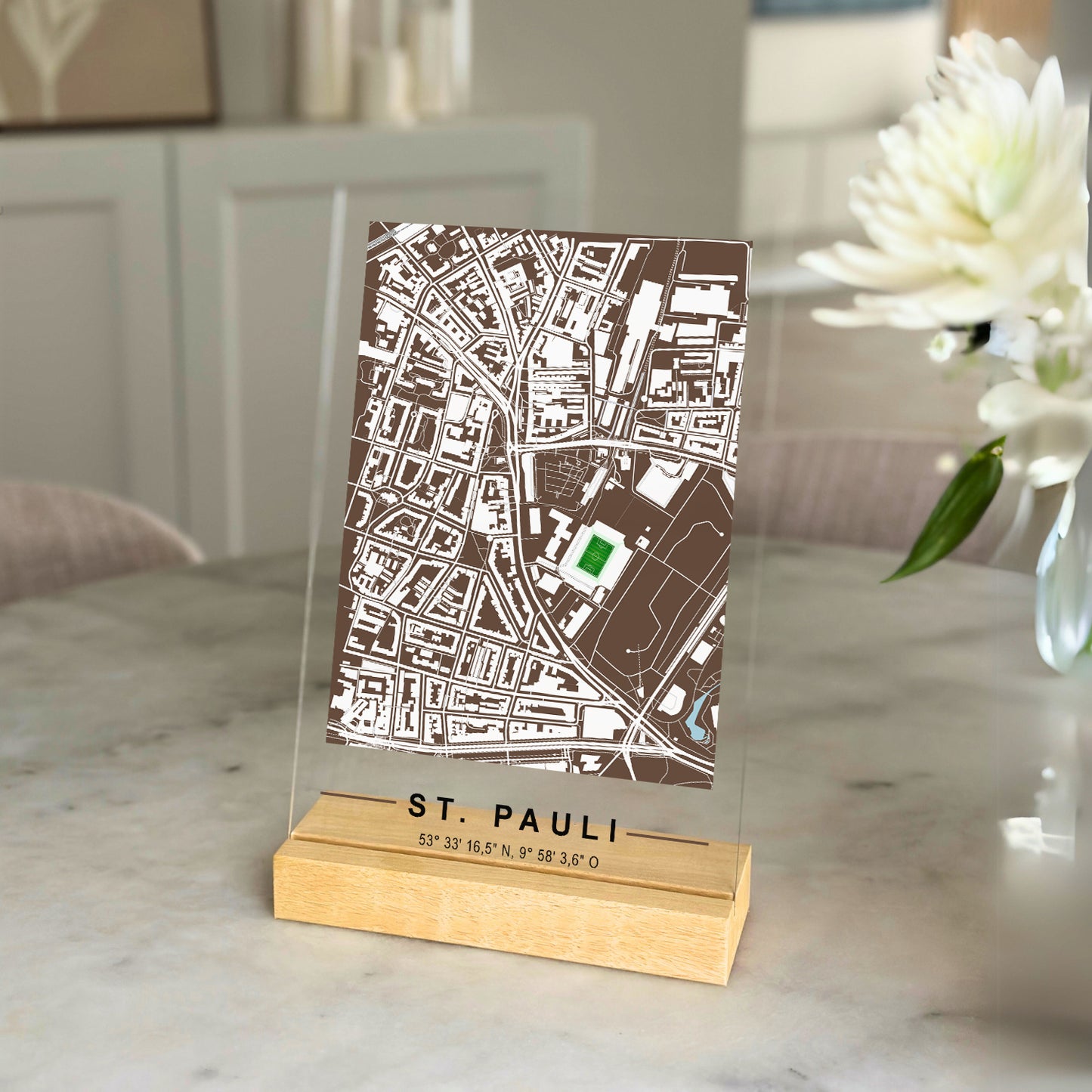 Stadion Acryltafel St. Pauli, Fußball Karte, Fußball Acrylglas Map