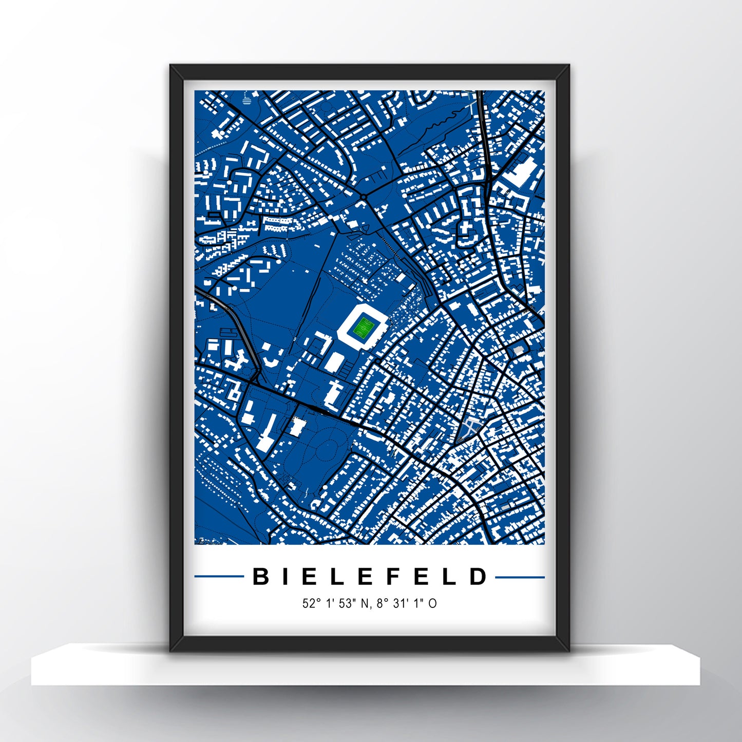 Stadion Poster Bielefeld, Fußball Karte, Fußball Poster Map