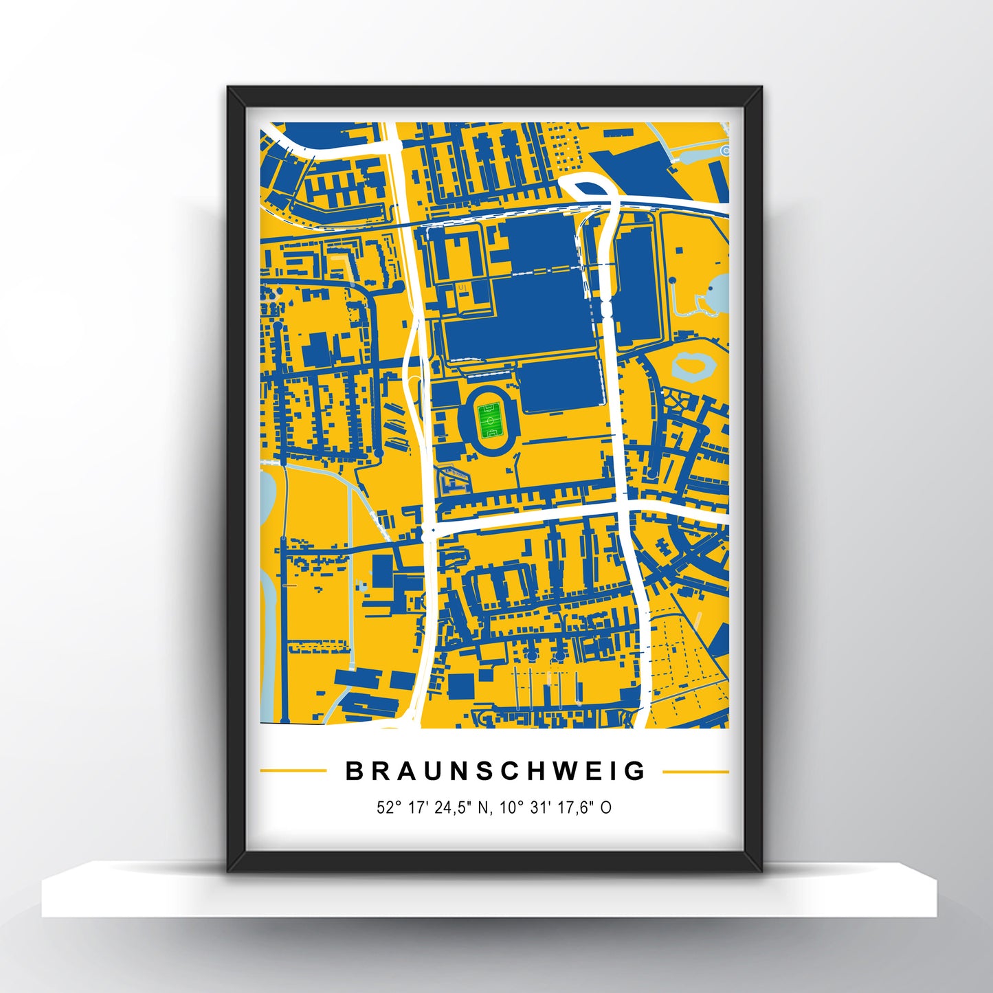 Stadion Poster Braunschweig, Fußball Karte, Fußball Poster Map