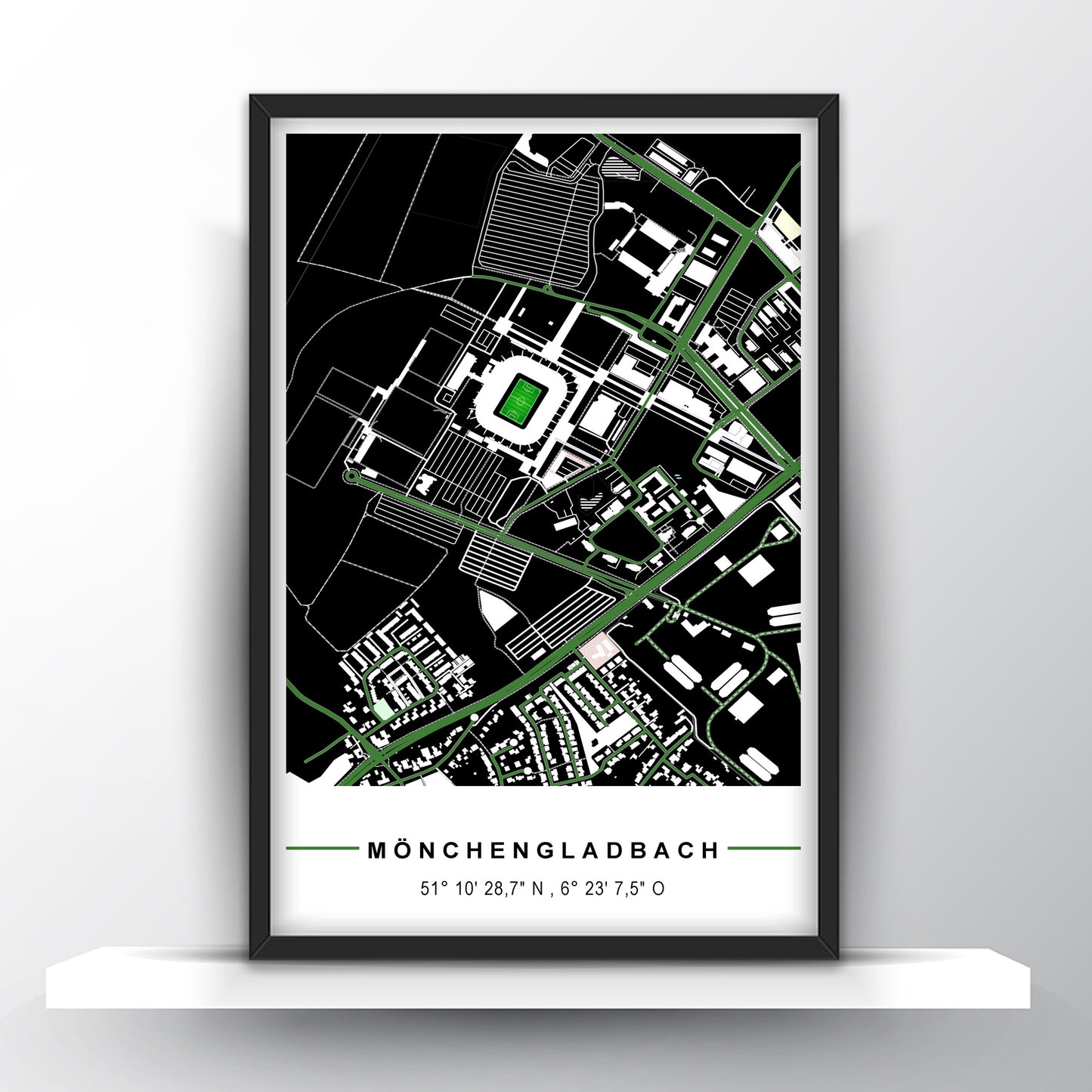 Stadion Poster Mönchengladbach, Fußball Karte, Fußball Poster Map