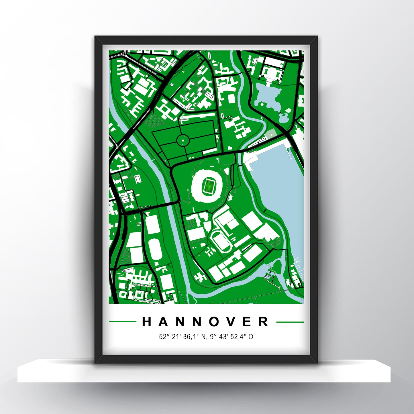 Stadion Poster Hannover, Fußball Karte, Fußball Poster Map