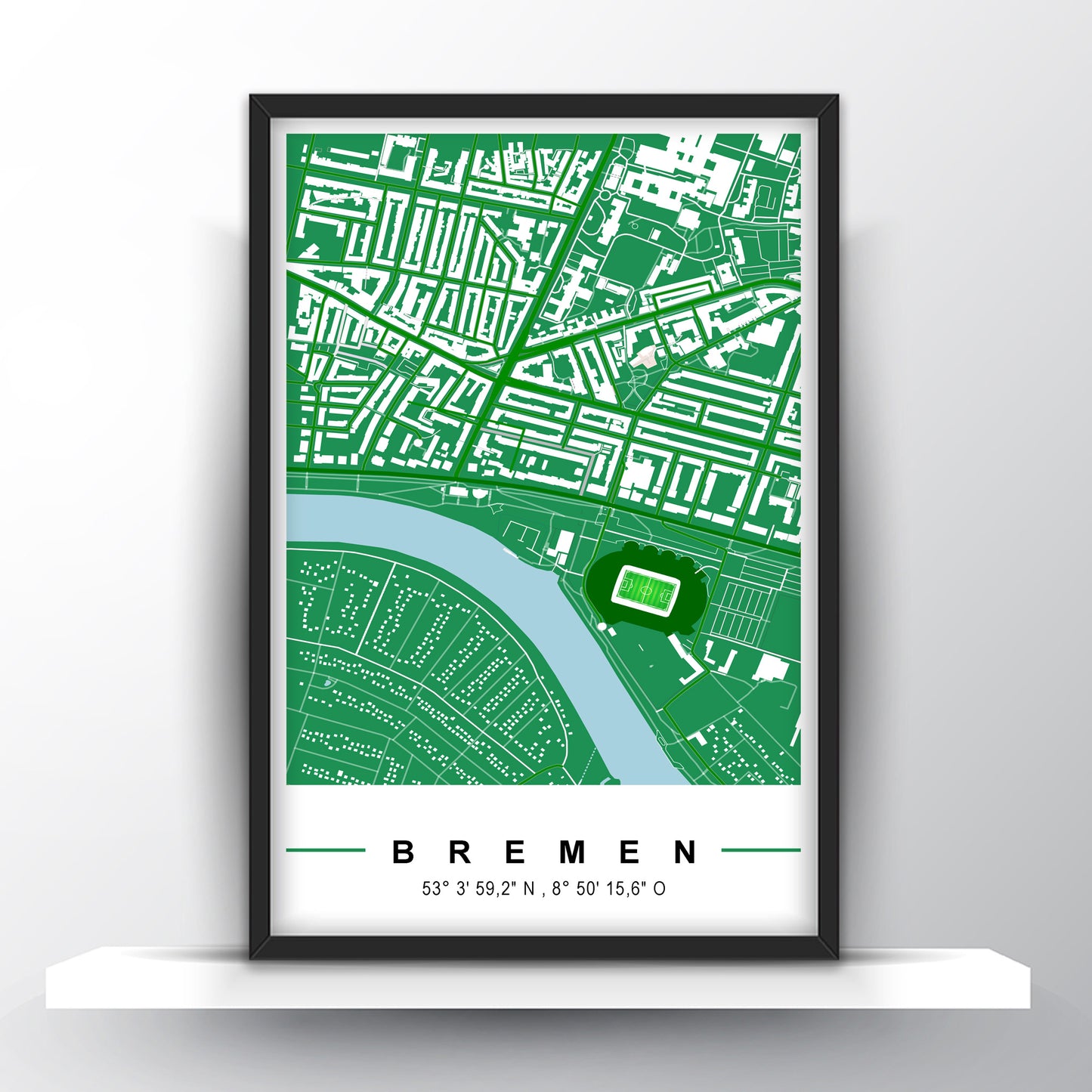 Stadion Poster Bremen, Fußball Karte, Fußball Poster Map