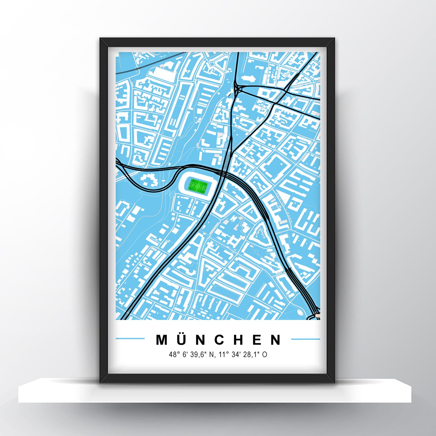 Stadion Poster München, Fußball Karte, Fußball Poster Map