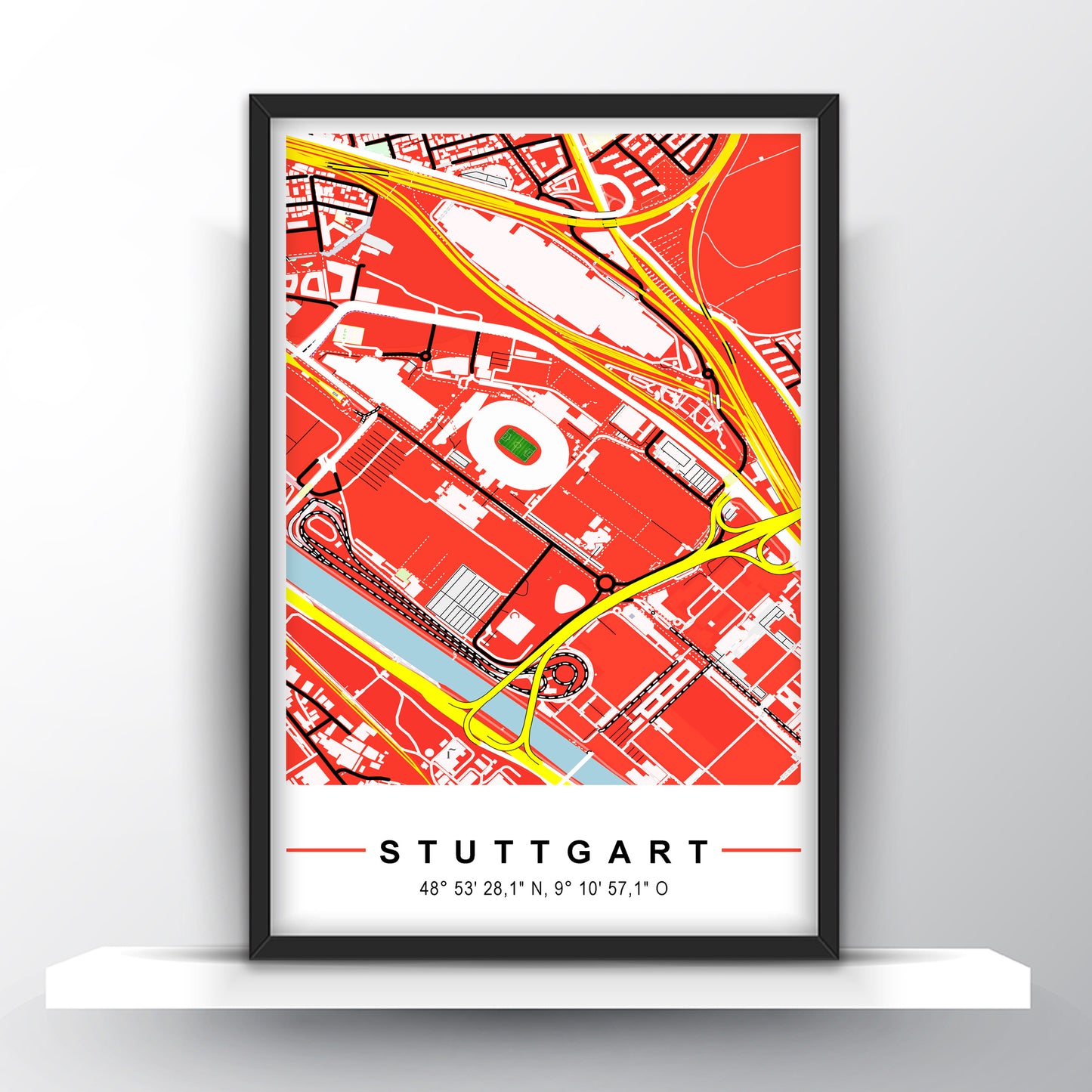 Stadion Poster Stuttgart, Fußball Karte, Fußball Poster Map