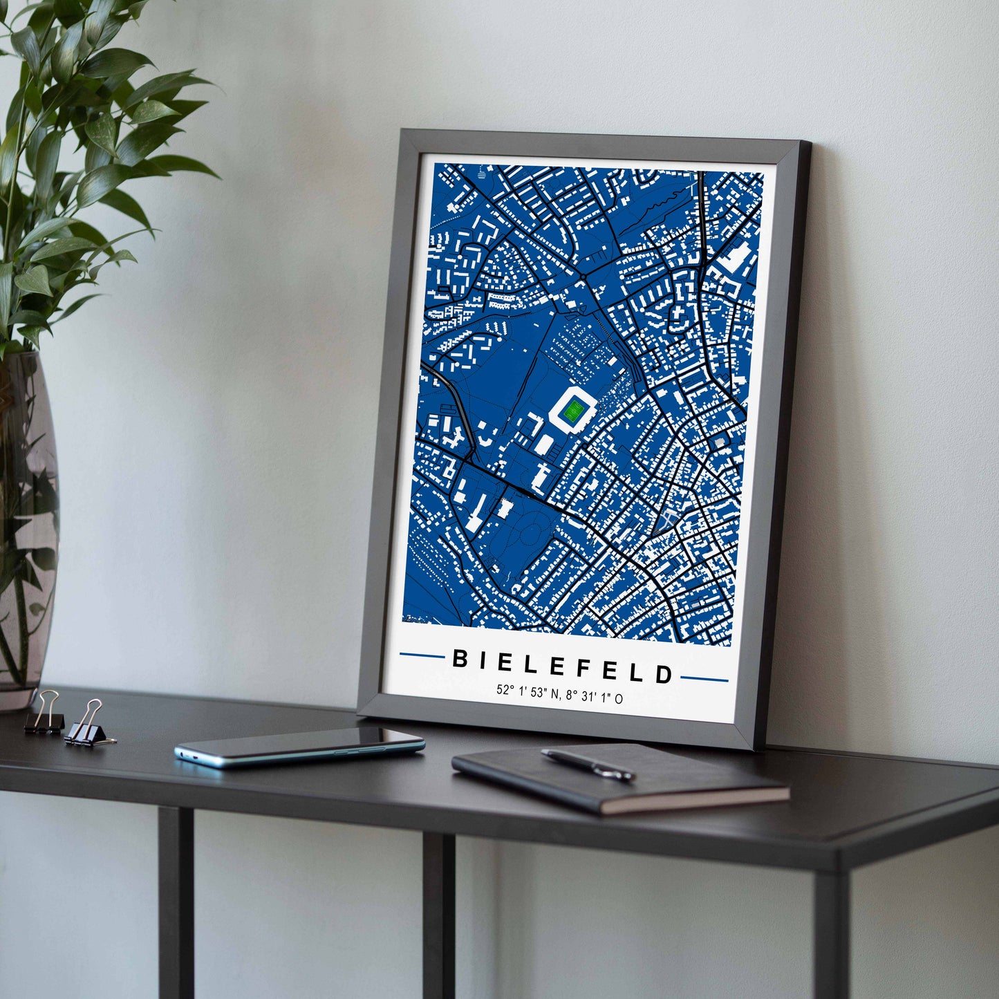 Stadion Poster Bielefeld, Fußball Karte, Fußball Poster Map