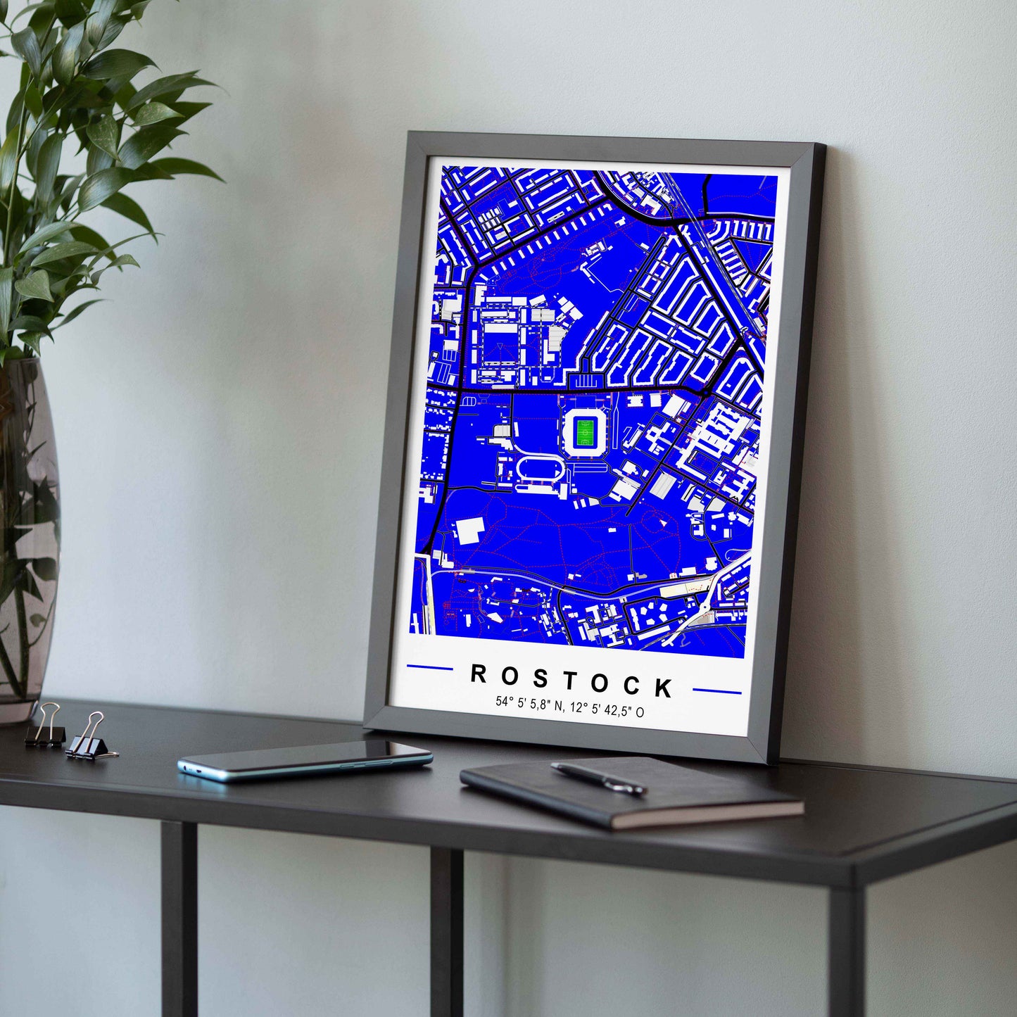 Stadion Poster Rostock, Fußball Karte, Fußball Poster Map