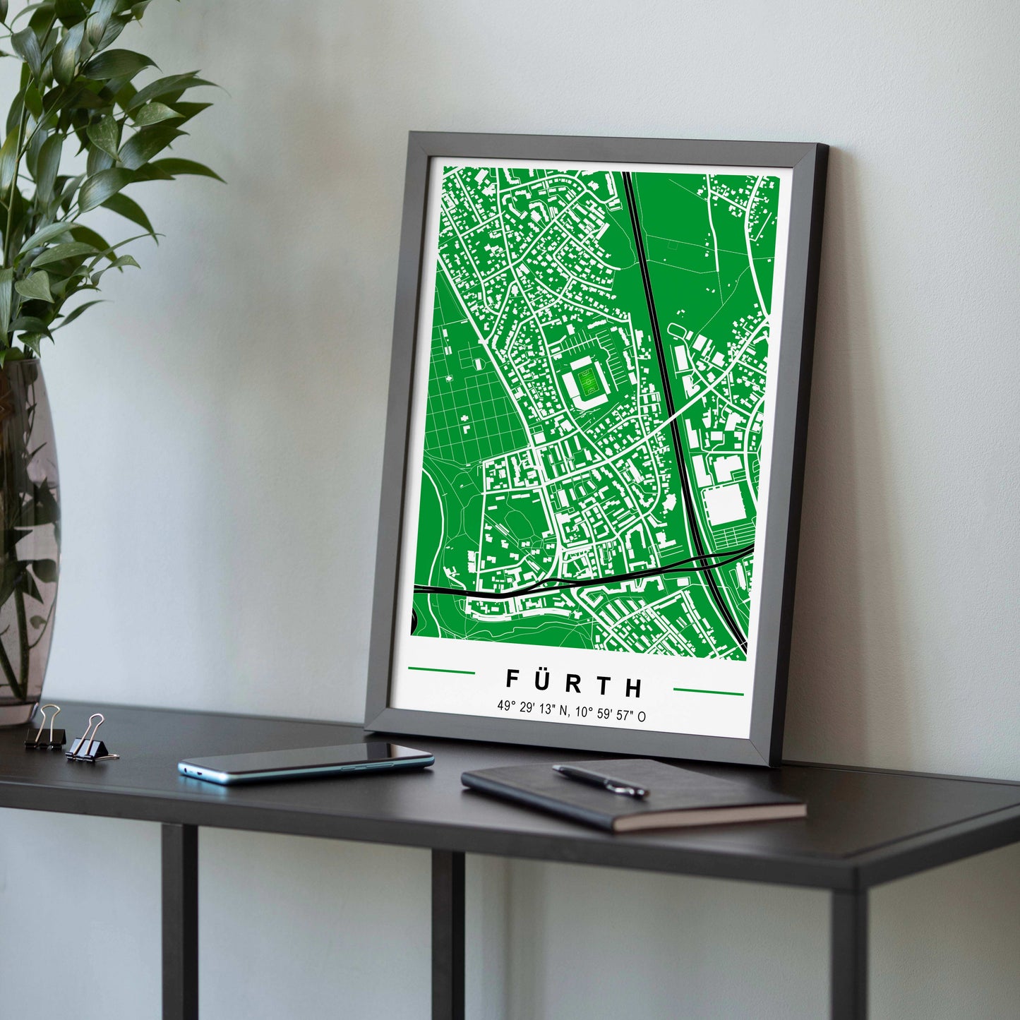 Stadion Poster Fürth, Fußball Karte, Fußball Poster Map