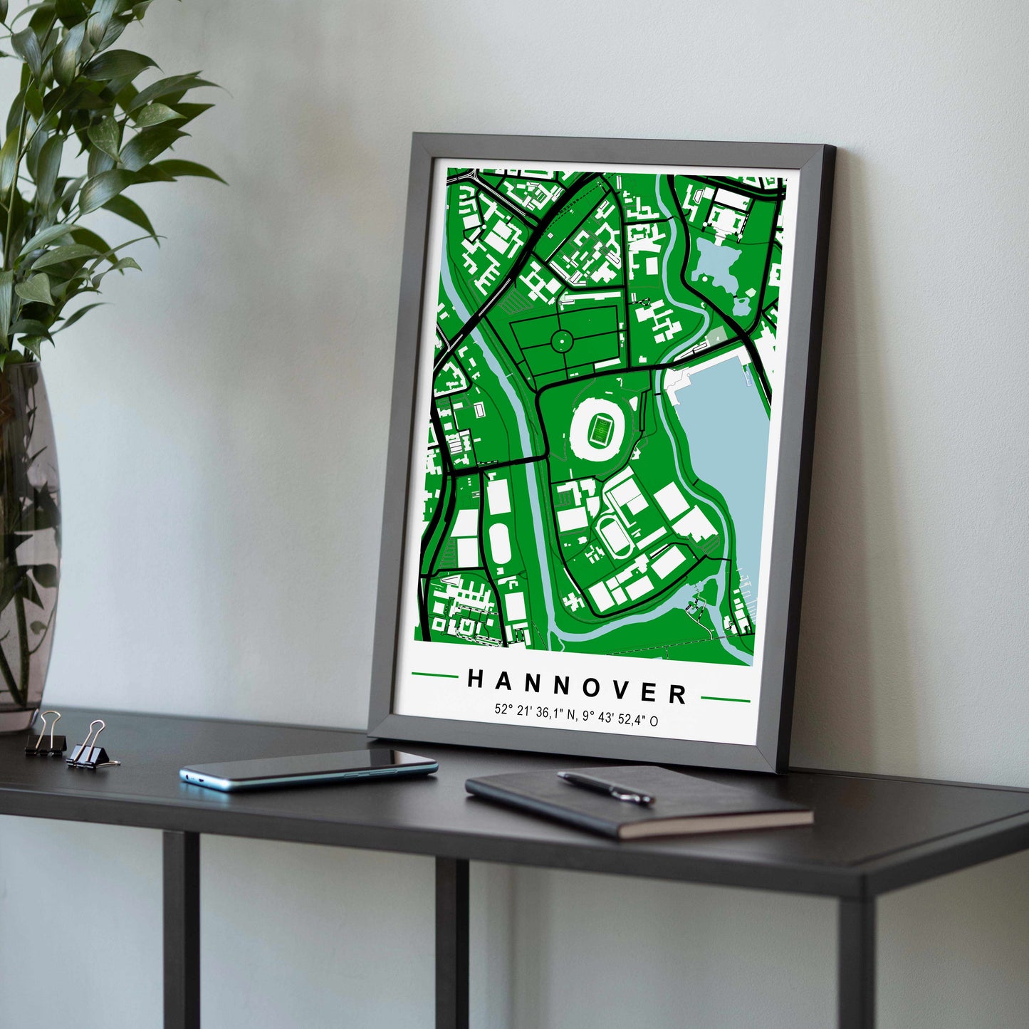 Stadion Poster Hannover, Fußball Karte, Fußball Poster Map