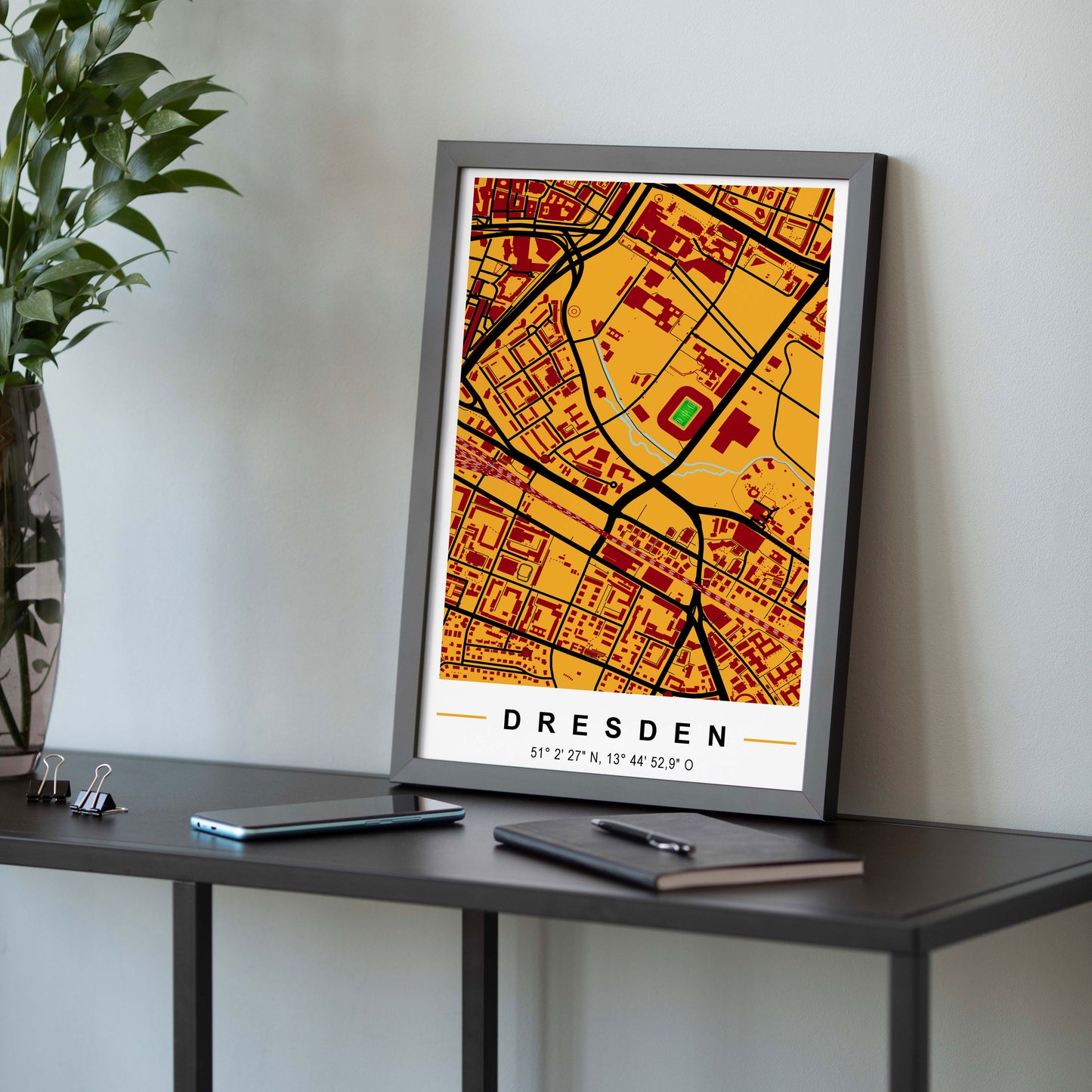 Stadion Poster Dresden, Fußball Karte, Fußball Poster Map