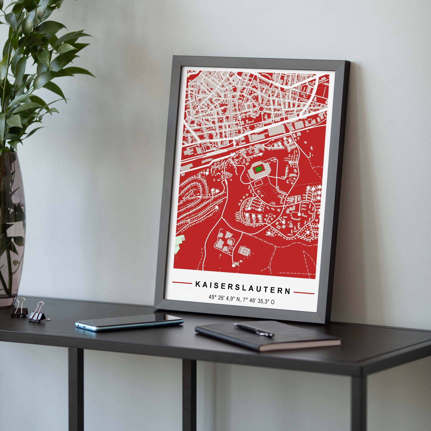 Stadion Poster Kaiserslautern, Fußball Karte, Fußball Poster Map
