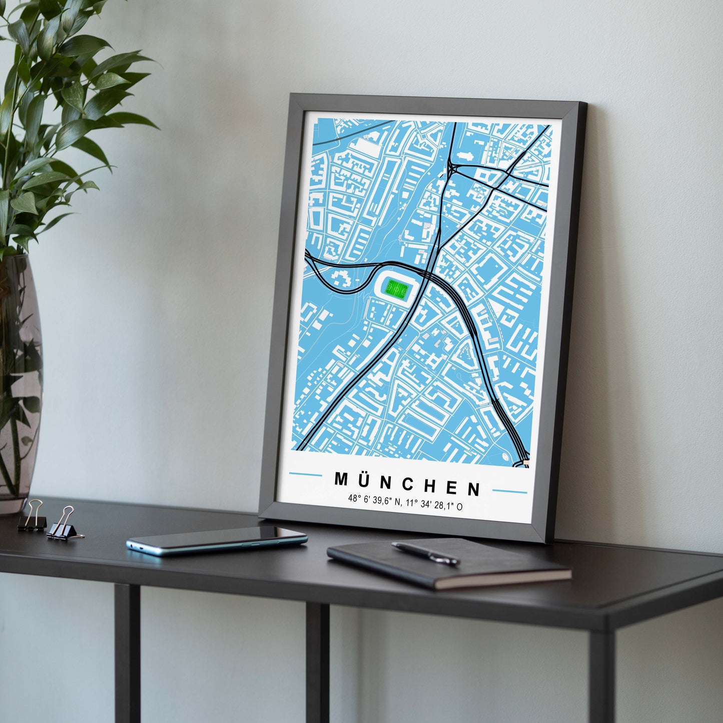 Stadion Poster München, Fußball Karte, Fußball Poster Map