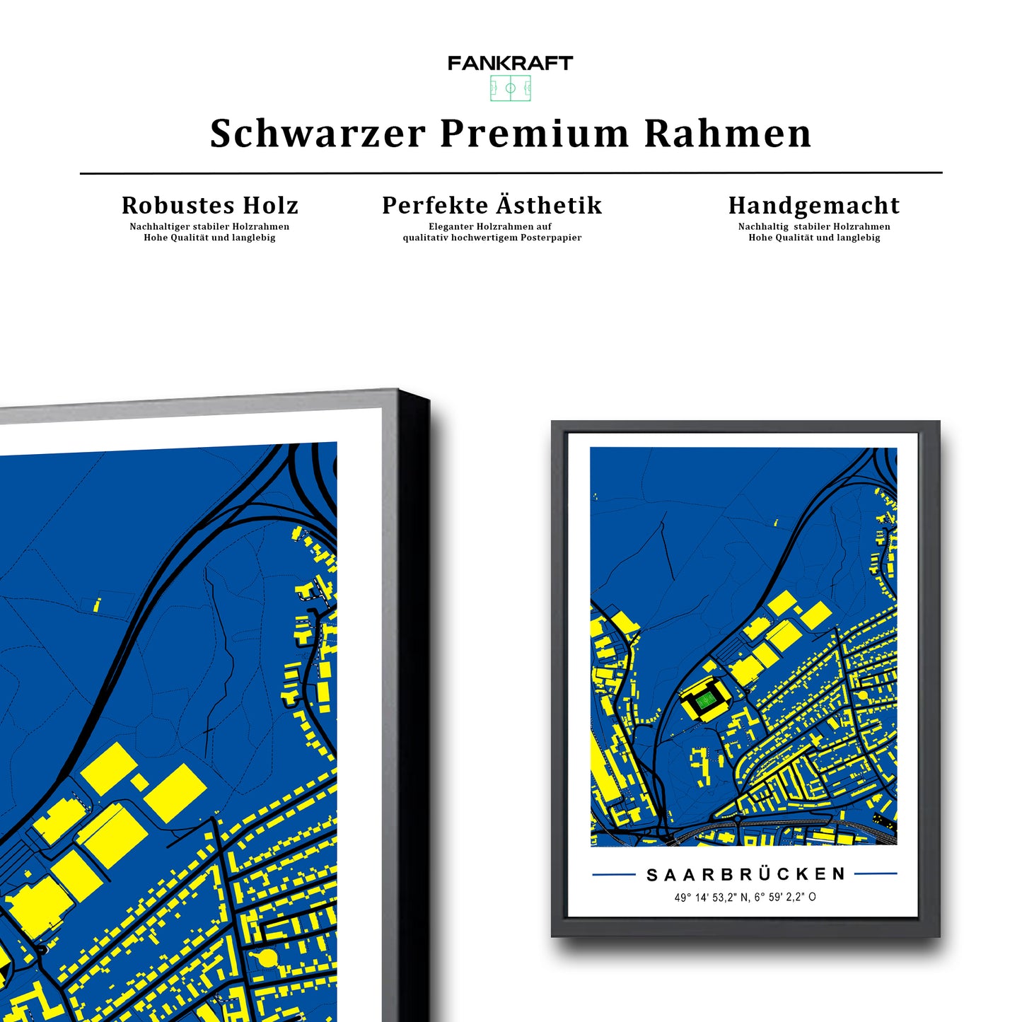 Stadion Poster Saarbrücken, Fußball Karte, Fußball Poster Map