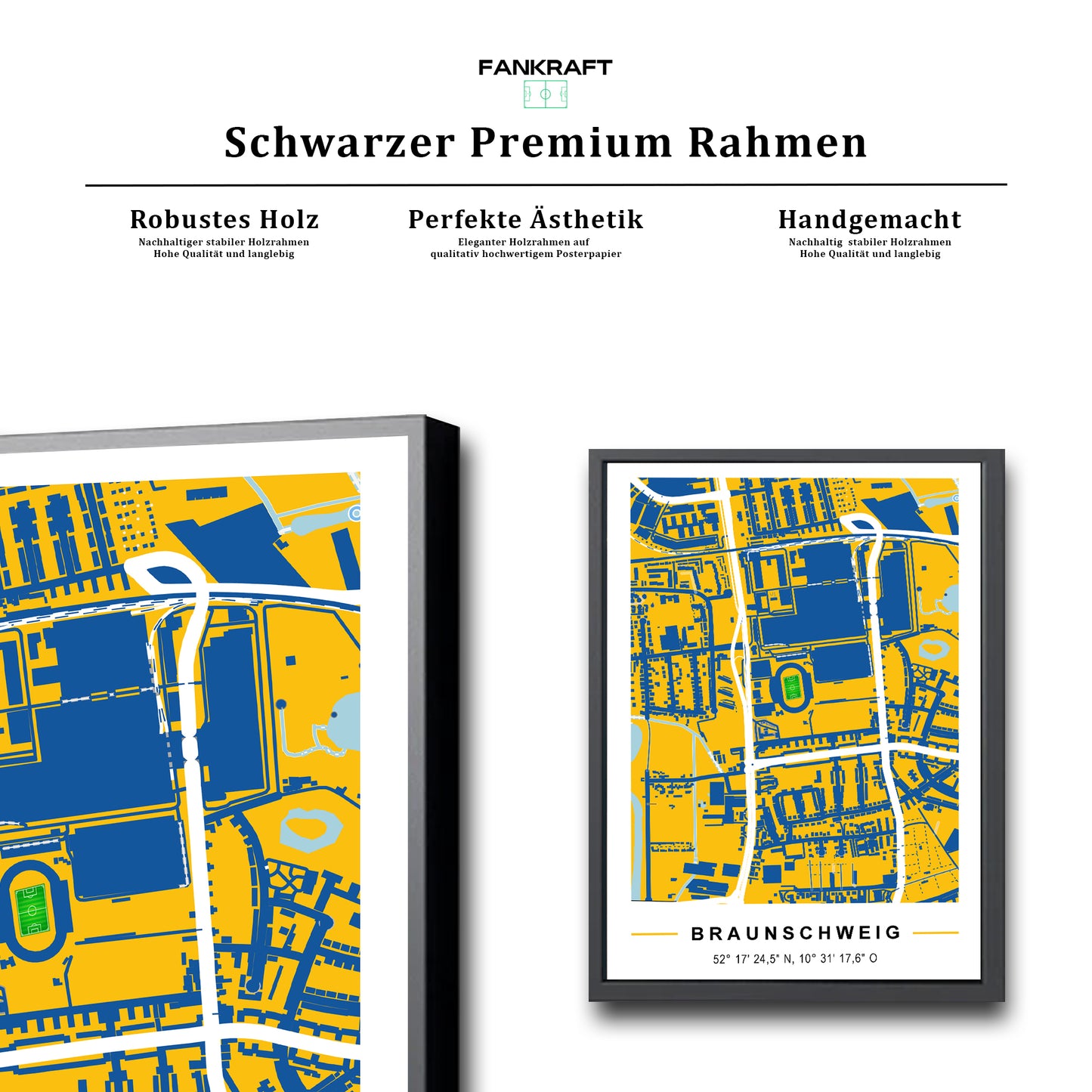 Stadion Poster Braunschweig, Fußball Karte, Fußball Poster Map