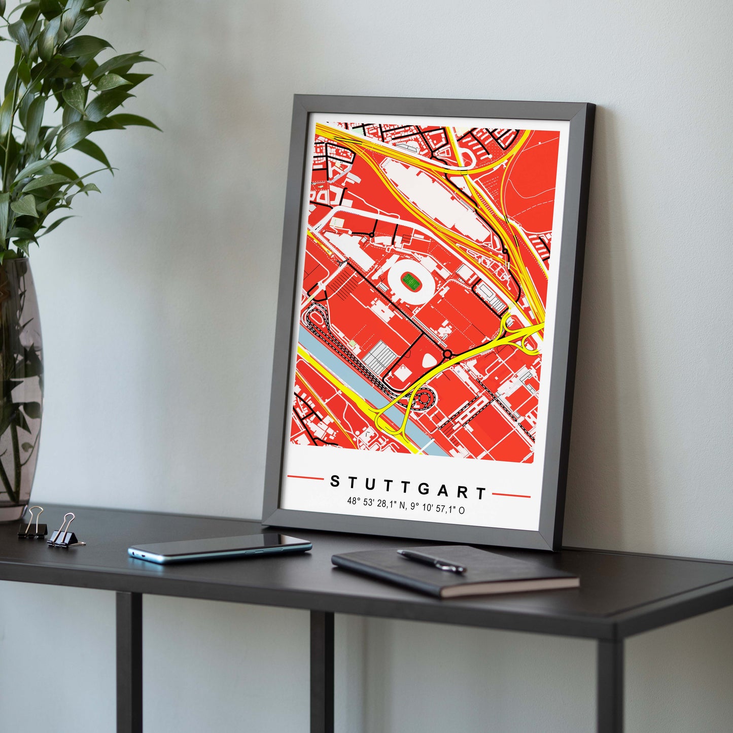 Stadion Poster Stuttgart, Fußball Karte, Fußball Poster Map