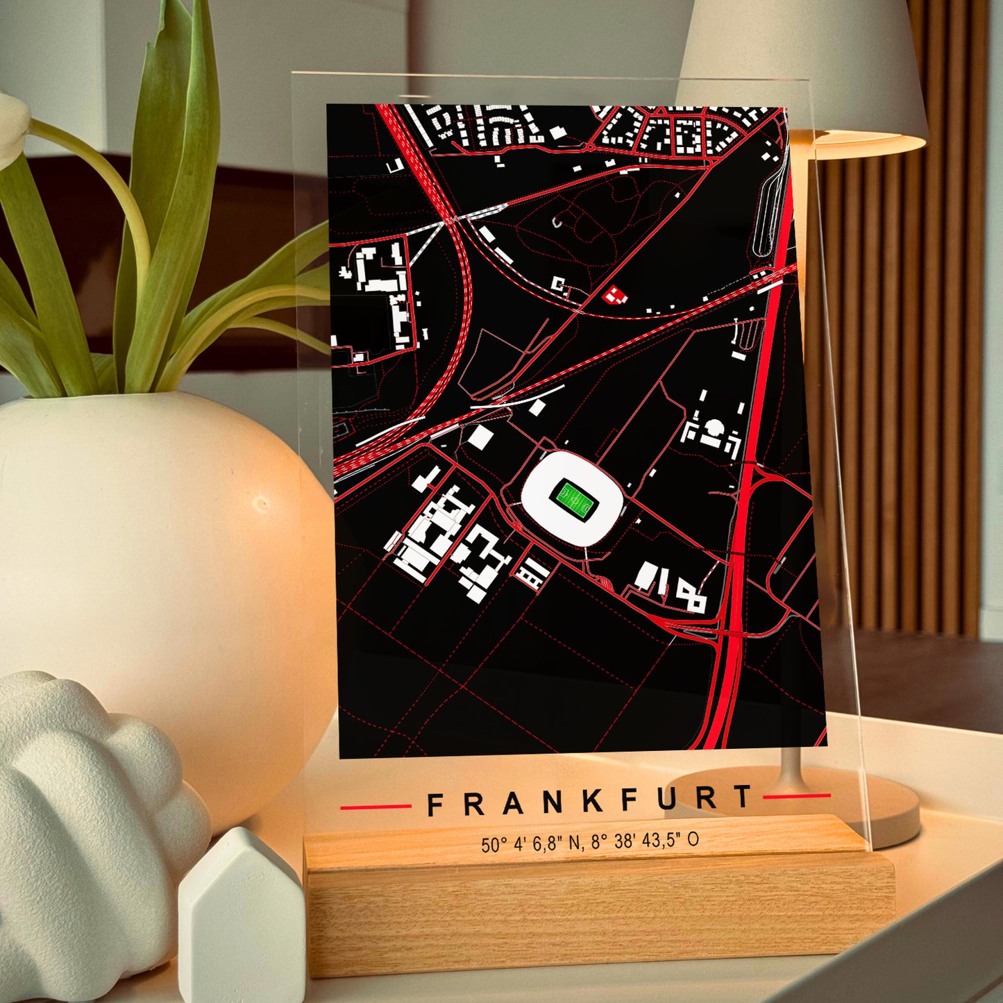 Stadion Acryltafel Frankfurt, Fußball Karte, Fußball Acrylglas Map