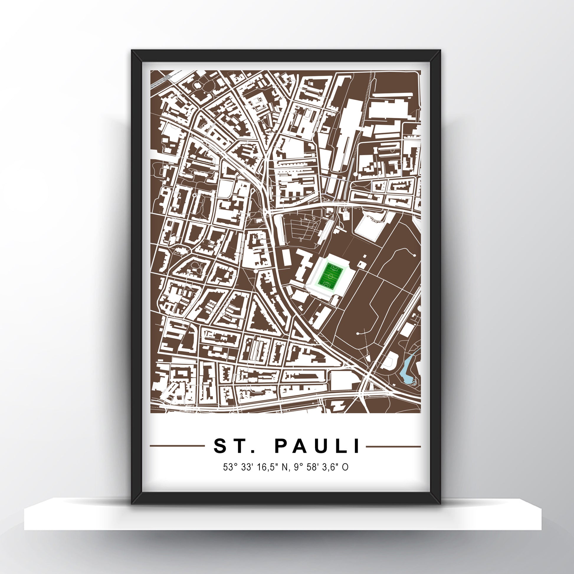 Stadion Poster St. Pauli, Fußball Karte, Fußball Poster Map